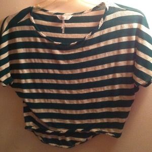 hi-low striped cropped tee