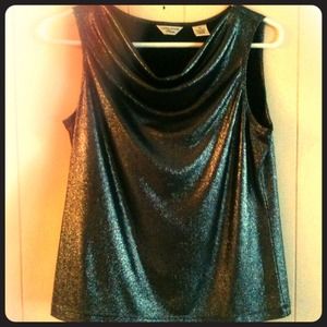Glistening Silver Flowing Party Sleeveless Top