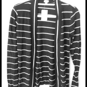 J. Crew cotton black striped open cardigan