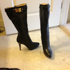 Leather High Heel Boots