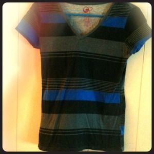 Op Blue/Black/Gray Stripe Top