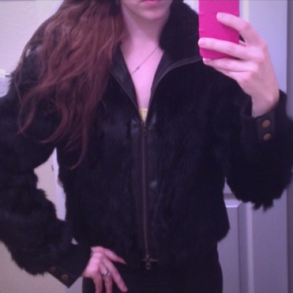 Fur jacket and bracelet