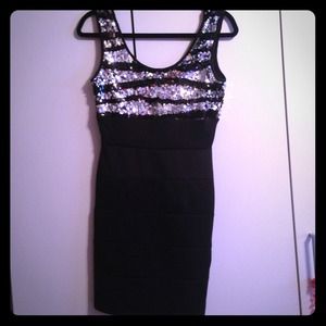 Black dress with black and silver sequins