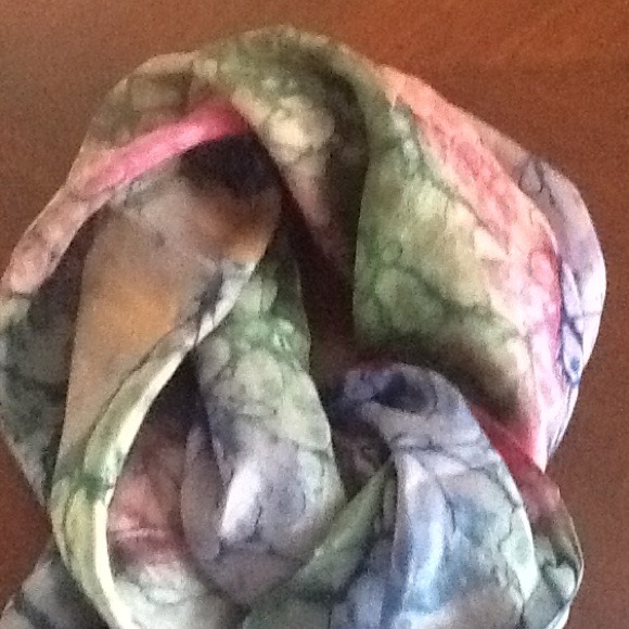 Silk Pink Green Scarf
