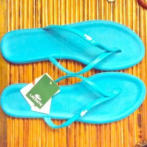 Lacoste Flip Flops Blue Thong Sandals Turquoise
