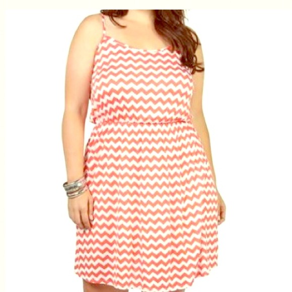 ****Coral chevron dress