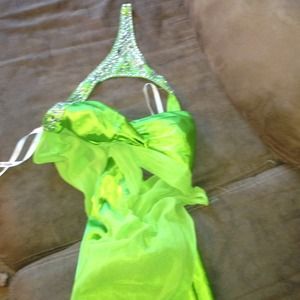 Lime green evening gown