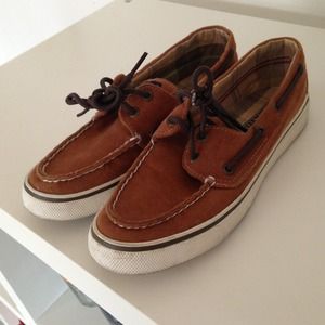 Tan corduroy Sperry Top Siders