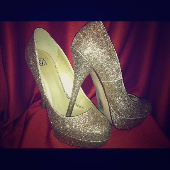 Gold Glitter Heels