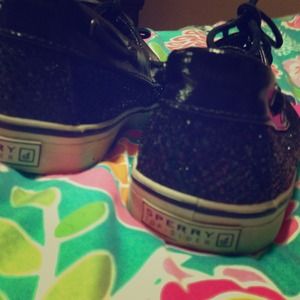Sparkly black authentic sperrys