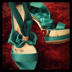 Turquoise and gold sexy heels