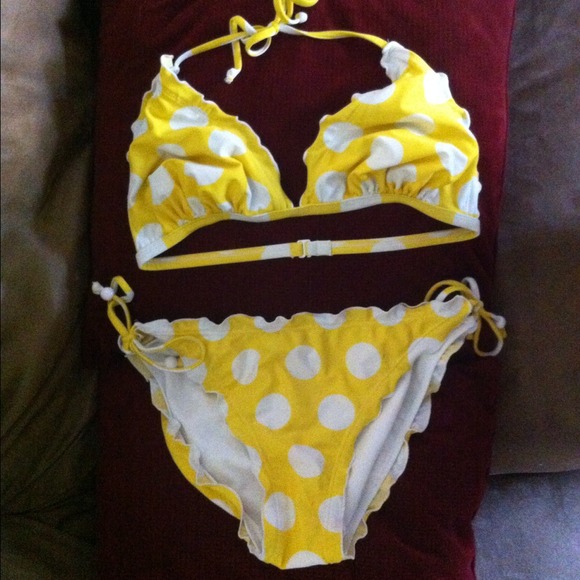 Yellow with White Polka Dots Bikini