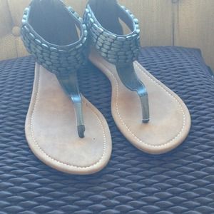 Gray gladiator sandals with beads