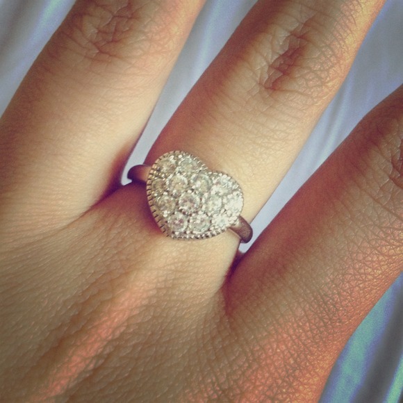 Sterling Silver Simulated Diamond Heart Ring