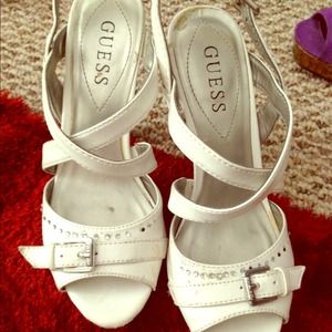 White Guess Heel with Swarovski Crystals