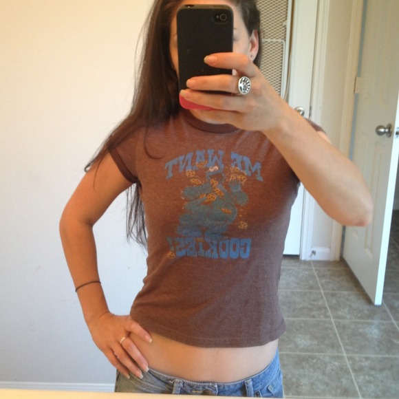 Cookie Monster midriff cotton tee