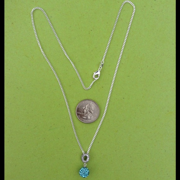 π2xHOST PICKπ925 Silver Blue Crystal Necklace - Picture 2 of 3