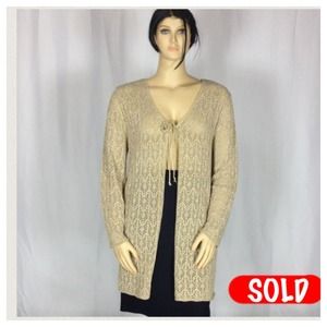 Fashion Bug gold metallic crochet  cardigan. L:35"
