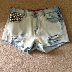 Studded high-waisted shorts
