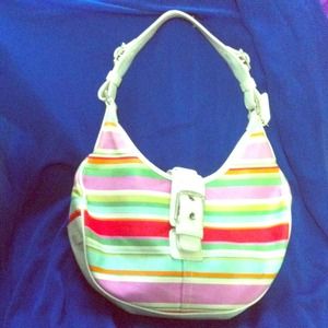 Beautiful striped coach handbag