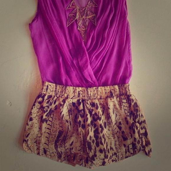 Cheetah shorts with gold embellishment!