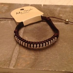 FASHION Adjustable BROWN  Bracelet w/Rhinestones