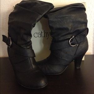 REDUCED! Cathy Jean Black Mid Calf Boots