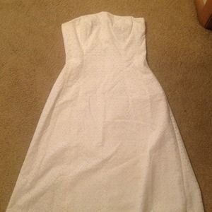 White eyelet strapless dress