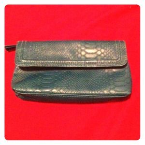 Teal snakeskin Merle Norman makeup bag