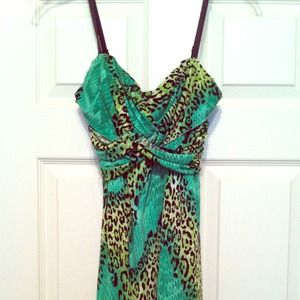 Green leopard print dress