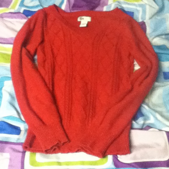 Red patterned sweater!