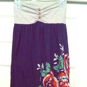 Navy blue floral design dress