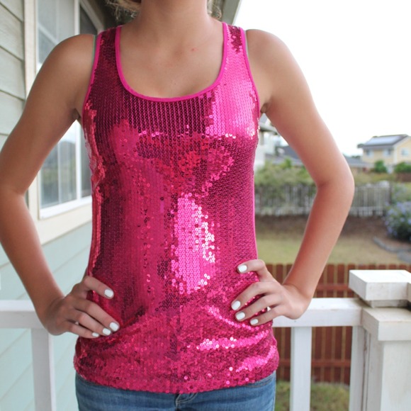 Pink Sparkly Tank Top