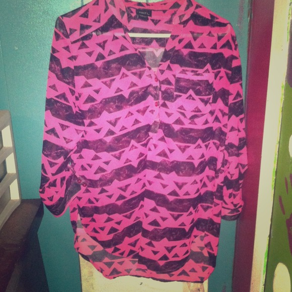 Hot Pink Tribal Blouse !