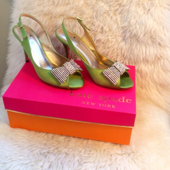 Kate Spade Crystal Bow Sling Back Heels - Picture 2 of 4