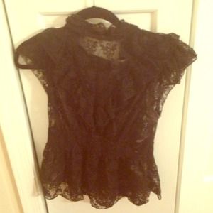 Free People Black lace Victorian style shirt