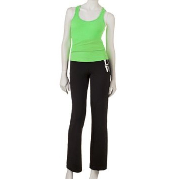 Yoga pants and tank top set. Neon green love. XL