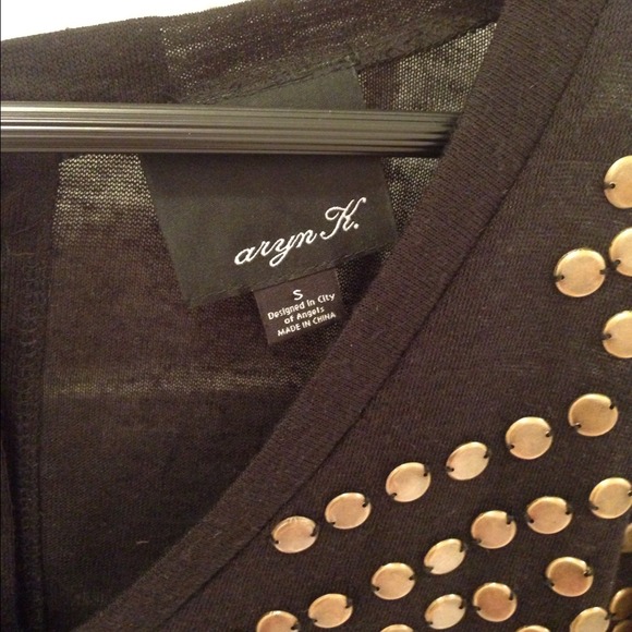 🚫SOLD Aryn K. black knit embellished top - Picture 3 of 4