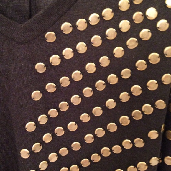 🚫SOLD Aryn K. black knit embellished top - Picture 4 of 4