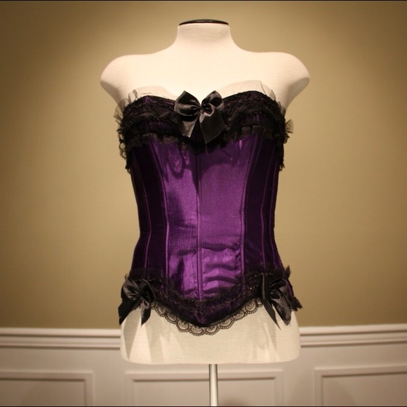 Purple satin corset