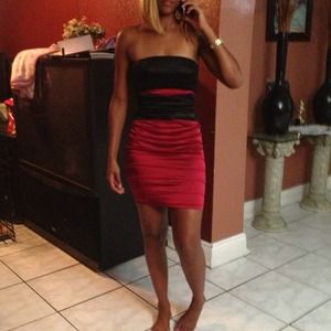 Red & black bebe dress