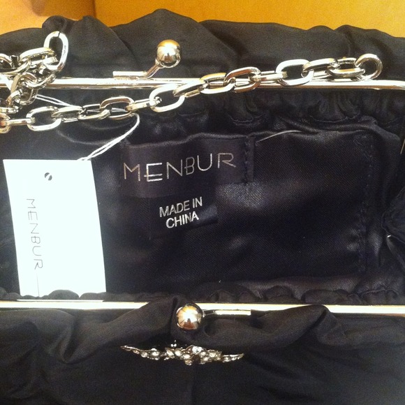 📣Black cocktail clutch with silver chain📣 - Picture 2 of 4