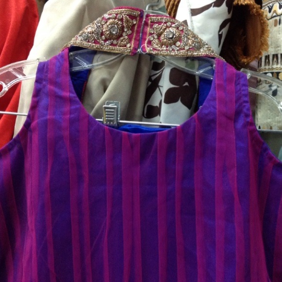 Hot pink and Dark Blue South Asian Dress - Picture 3 of 3