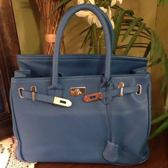 Hermes Birkin Inspired Blue Togo Bag / Purse
