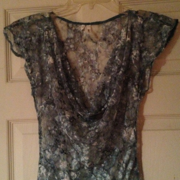 Maurices Turquoise and white lace top - Picture 2 of 3