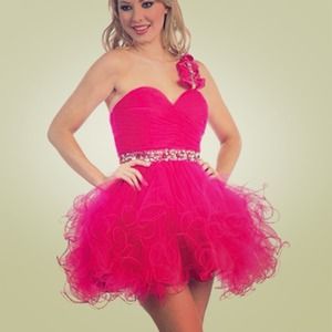 One shoulder short prom dress in purple