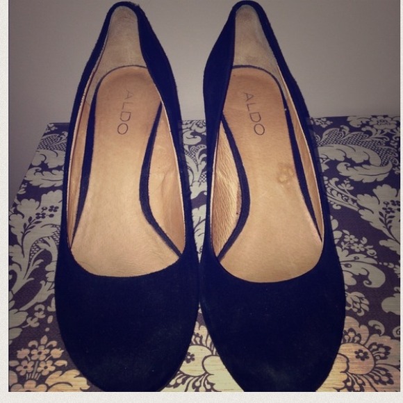 Black suede wedges