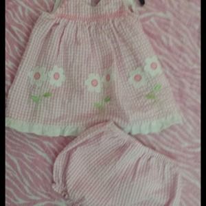 Pink dress with bloomers. Size 12 months