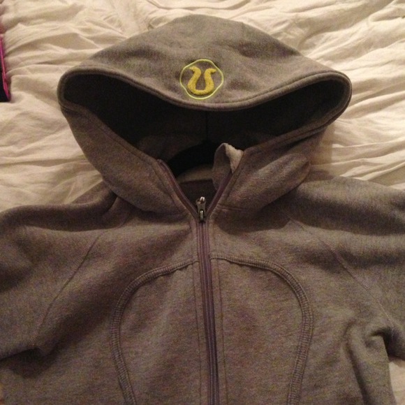 Lululemon scuba grey jacket with yellow logo