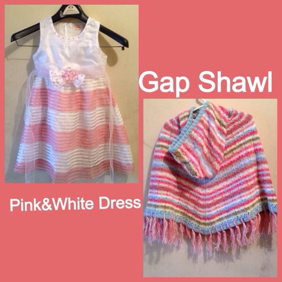 Pink & White Dress & GAP Shawl